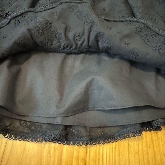 NWT Pearl By Lela Rose Embroidered Voile Ruffle Skirt Black Women’s SIZE 8 $345 - Picture 8 of 10